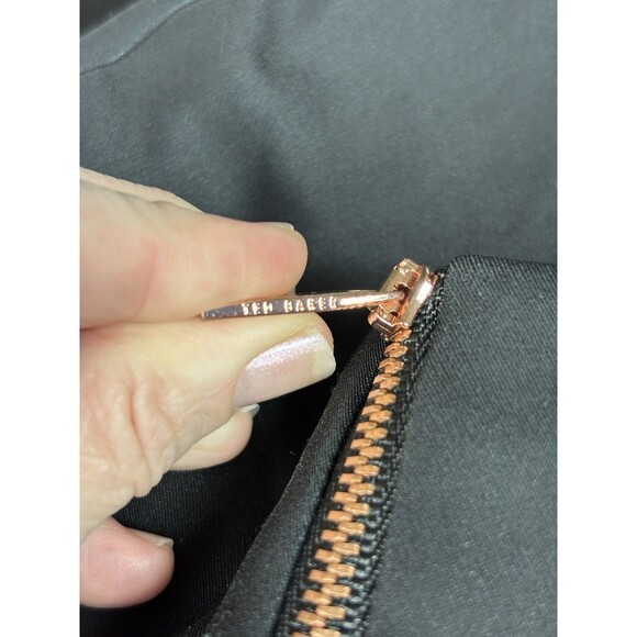 Ted Baker Column Dress Black Bright Flowers Size 2 4 High Neck Lined Maxi Sheath - Picture 11 of 13